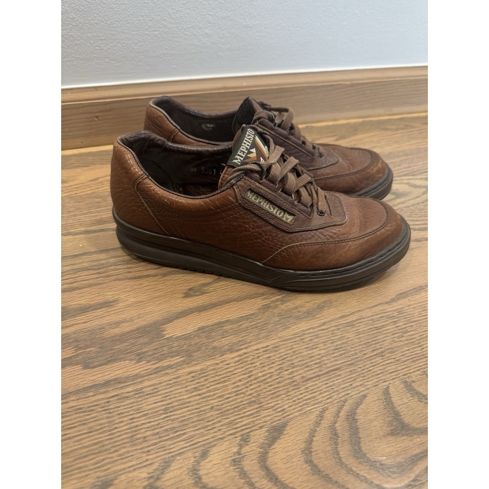 Mephisto Match Mens Walking Shoes US 8.5 Pebbled Brown Leather Run Off Air Jet